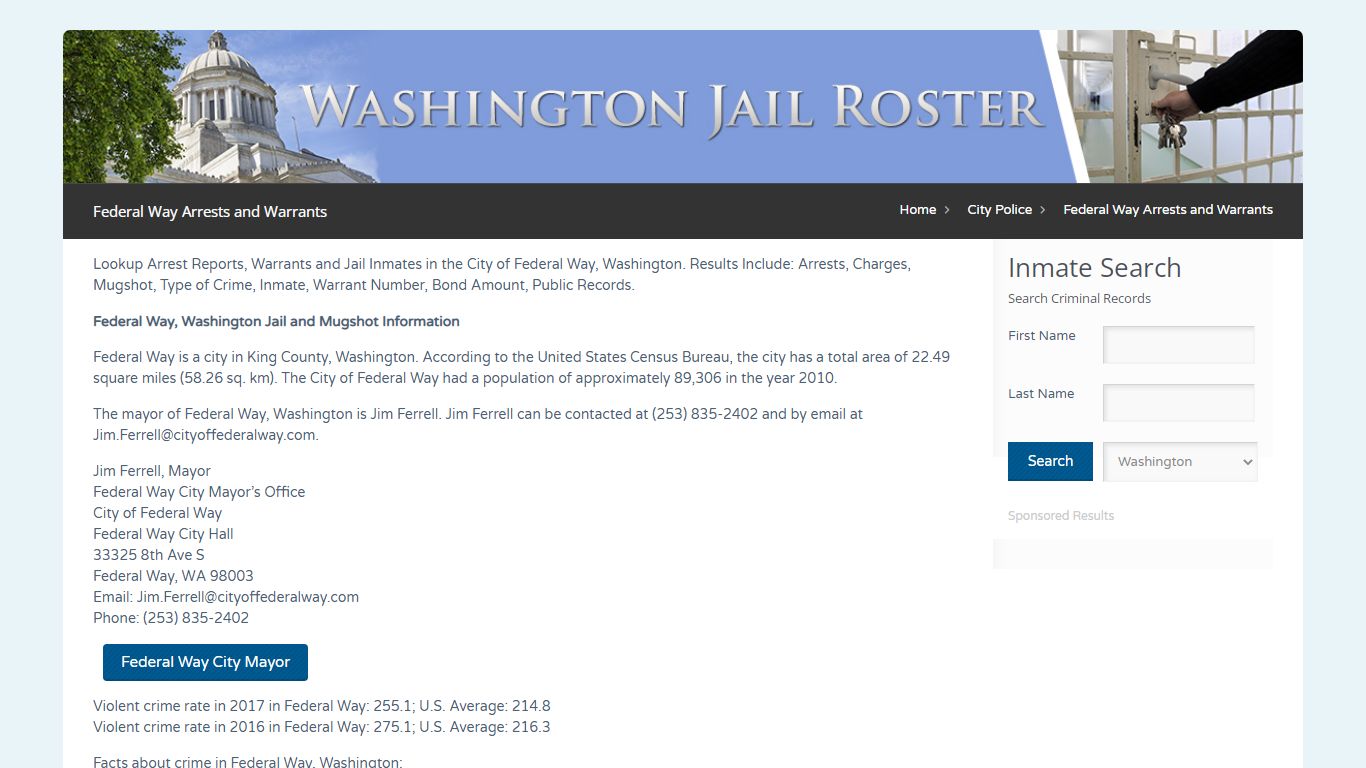Federal Way Arrests and Warrants | Jail Roster Search