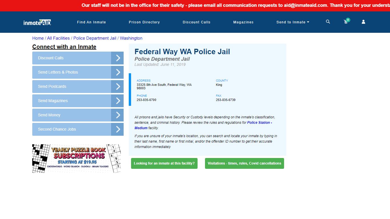 Federal Way WA Police Jail & Inmate Search - Federal Way, WA