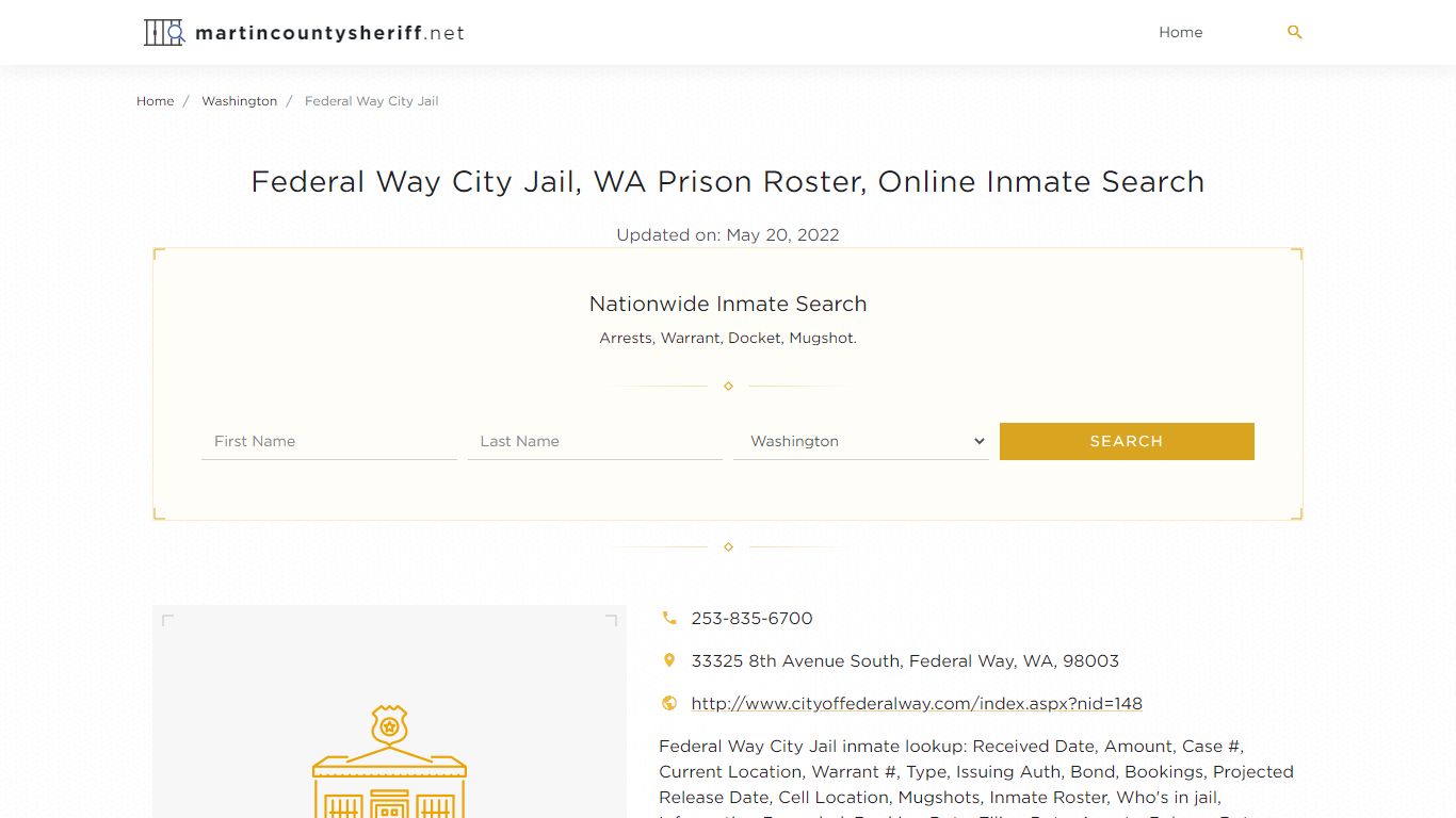 Federal Way City Jail, WA Prison Roster, Online Inmate ...