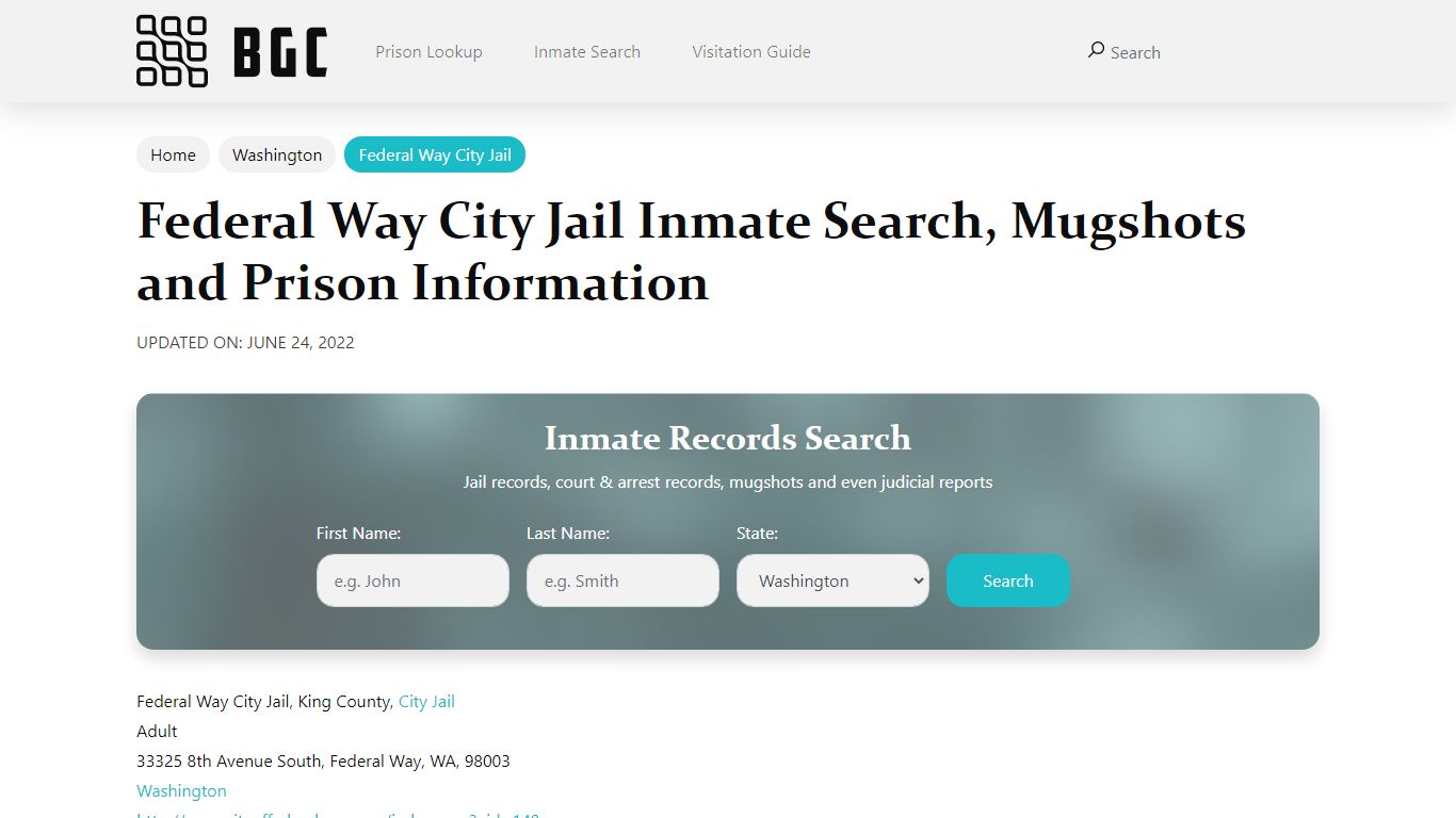 Federal Way City Jail Inmate Search, Mugshots, Visitation ...